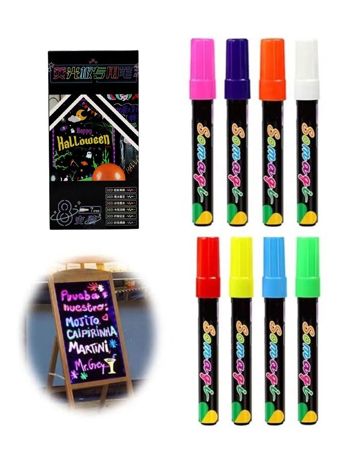 HY Liquid Erasable Chalk Markers Pens - 8 Colors Washable & Wet Erase Neon Makers for Blackboard, Chalkboard Signs, Glass Window, Graduation Celebration School Kids Art for Cars  - Image 1