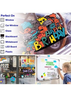 HY Liquid Erasable Chalk Markers Pens - 8 Colors Washable & Wet Erase Neon Makers for Blackboard, Chalkboard Signs, Glass Window, Graduation Celebration School Kids Art for Cars  - Image 5