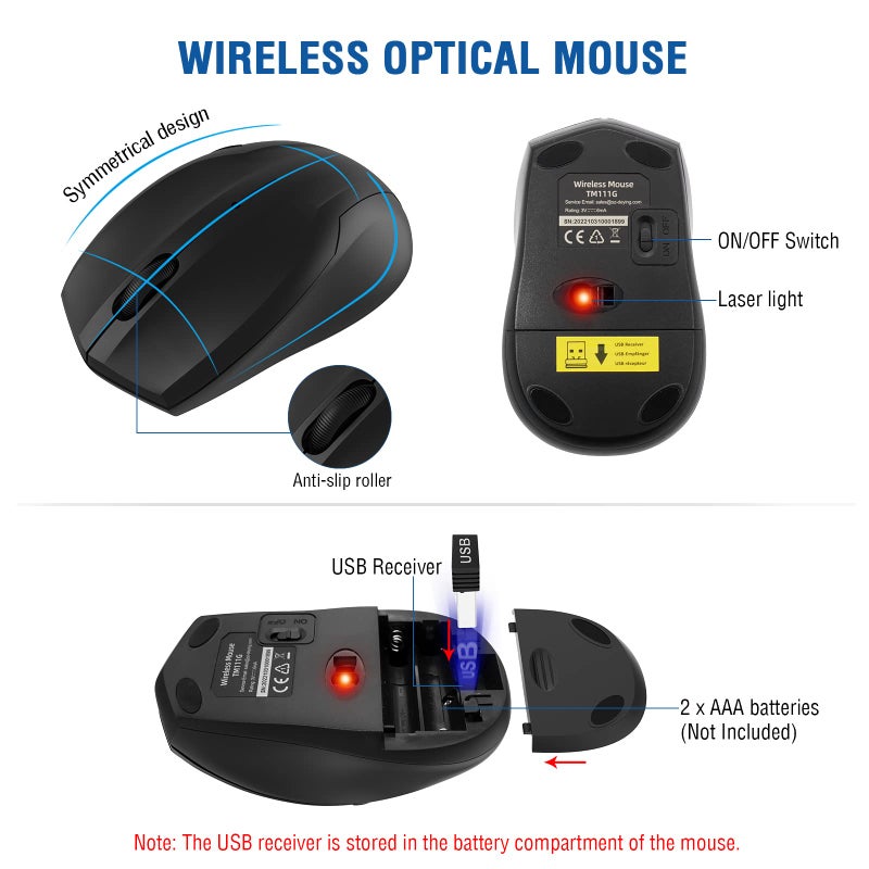 EDJO Wireless Keyboard and Mouse Combo, EDJO Full-Sized 2.4GHz USB Computer Wireless Keyboard and Optical Mouse for Windows, Mac, Laptop/Desktop/PC - Image 3