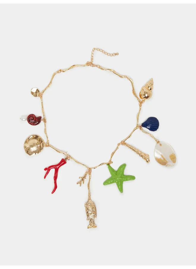 ستايلي Styli Sea Shell Charm Drop Necklace