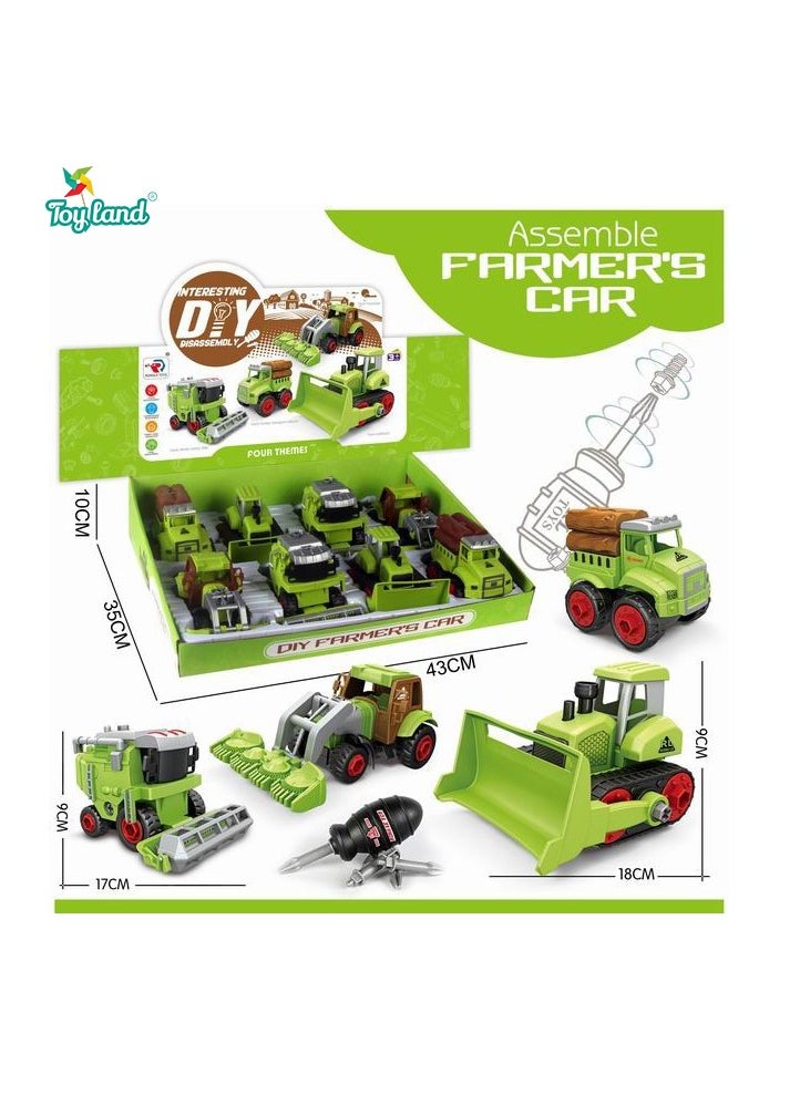 Toyland 8 Pcs Deformation Diy Assembly Farmers Vehicle Playset for Children 