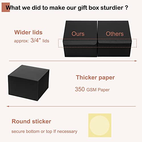 Mcfleet Black Gift Boxes with Lids 6x6x4 Inches 25 Pack Groomsmen Proposal Cardboard Craft Gift Box for Christmas, Wedding, Graduation, Holiday, Birthday Presents Packaging - Image 3