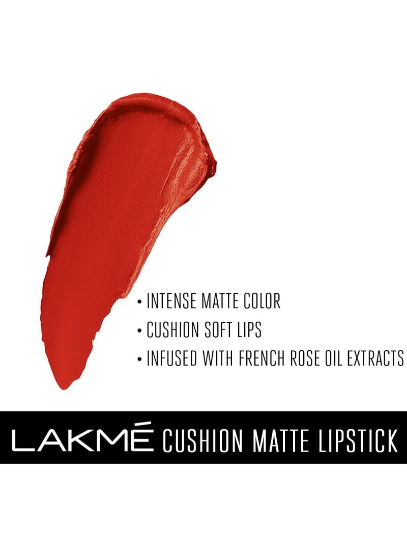 LAKME CUSHION MATTE LIPSTICK RED ROSE 4.5G - Image 4