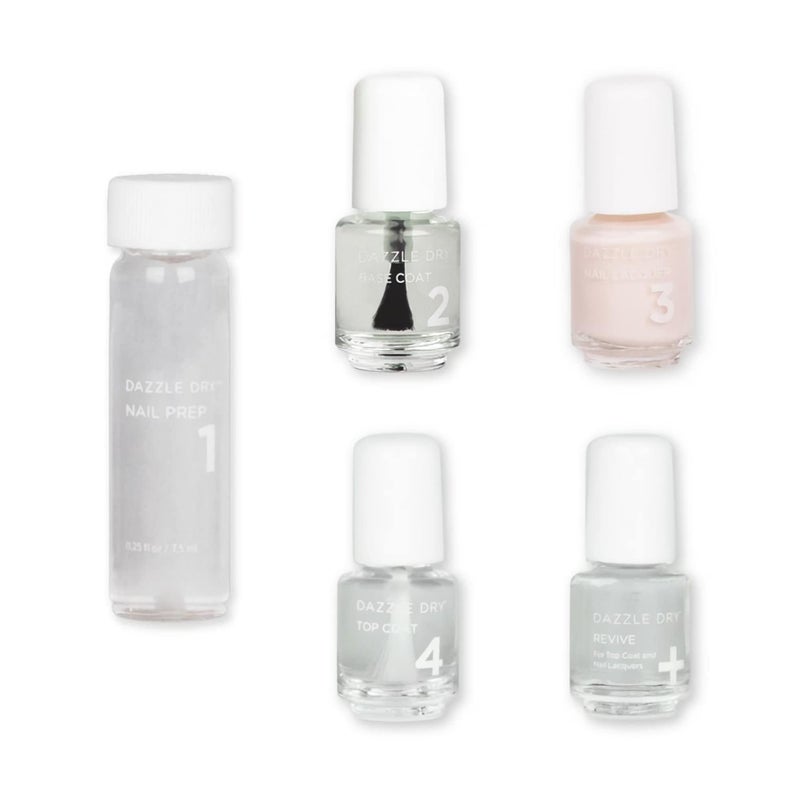 Dazzle Dry Mini Kit 4 Step System  Touch of Love a pale chalky pink Semisheer cream 5 Piece Kit  5 Manicures