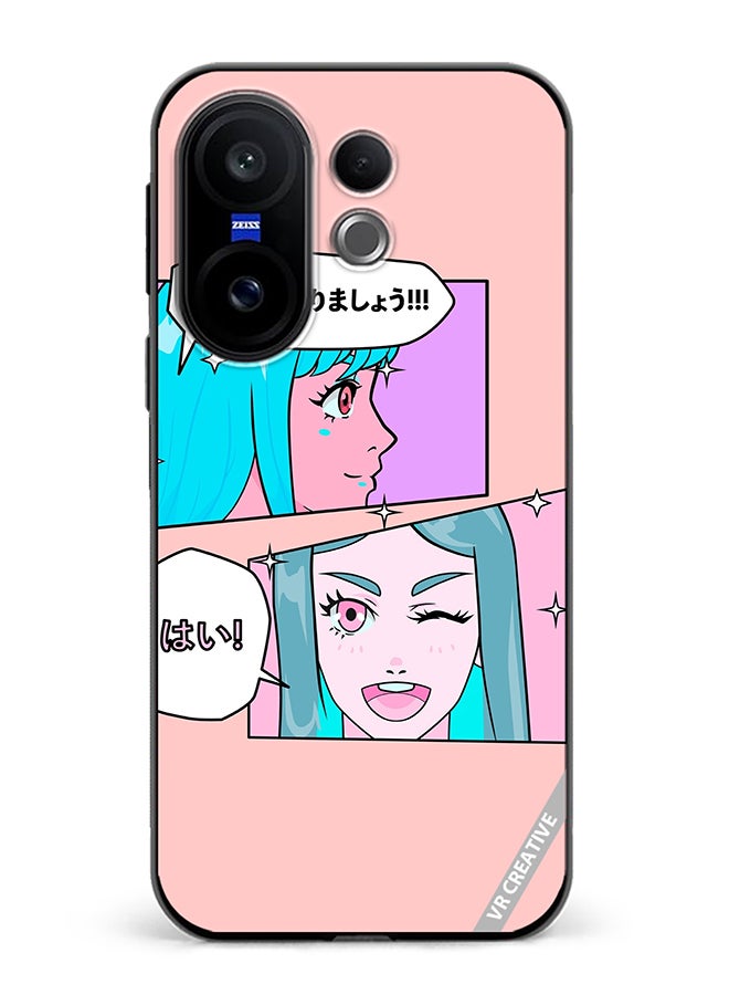 Protective Case Cover For Vivo X200 FE Cute Pastel Collage With Manga Comics Frames With Anime Characters Design Multicolour