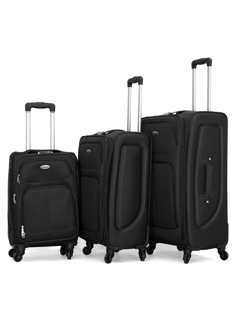 Giordano Softside  Luggage Trolley 3 PCS Set ,Black