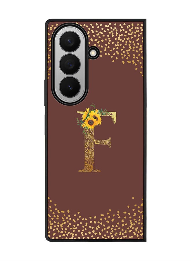 Stylizedd For Samsung Galaxy Z Fold7 Case,Slim fit Camera Protection, Shockproof Thin Phone cover  - Custom Floral Monogram - F  (Brown )