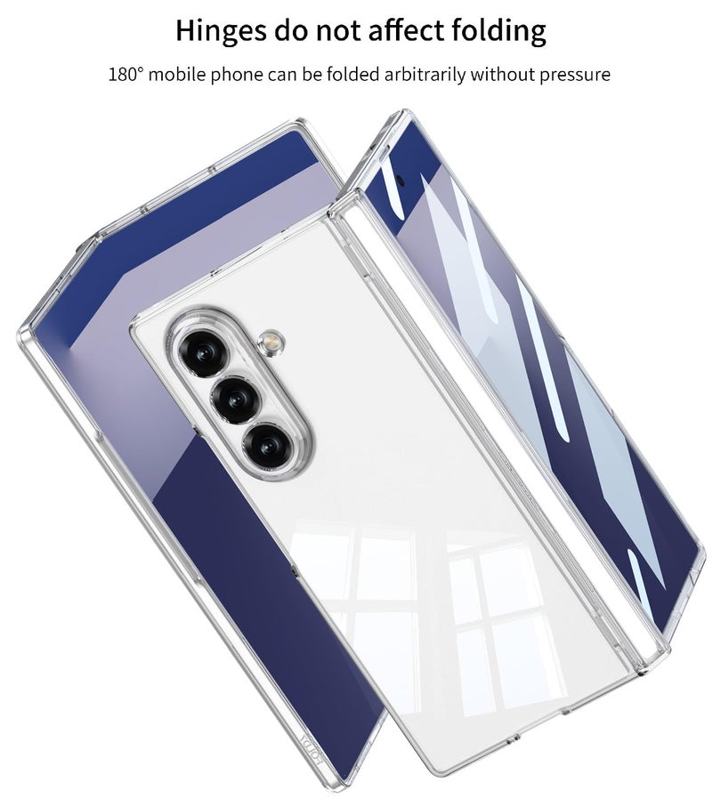 Midkart Magnetic Case Compatible with Samsung Galaxy Z Fold 7 Release 2025 Hinge Protection Front Glass Cover Anti-Yellowing and Independent Camera Protection, Clear Transparent - Image 4