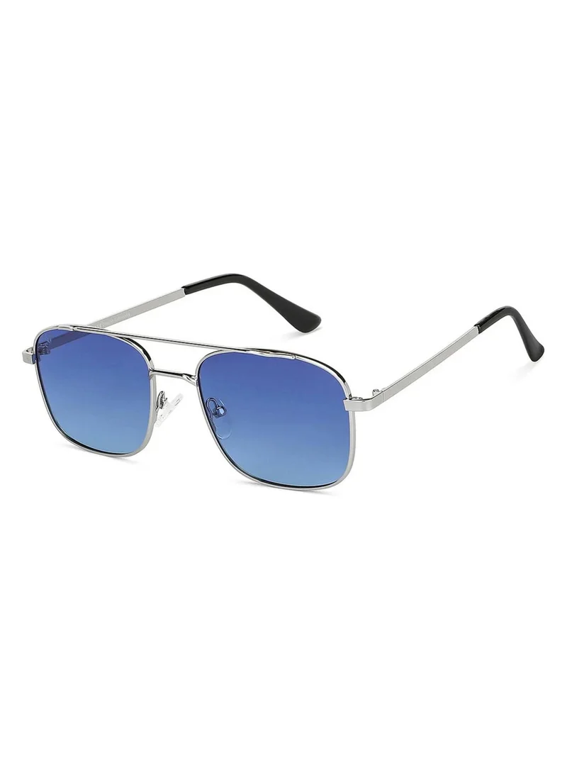 فينسينت تشيس VINCENT CHASE EYEWEAR By Lenskart|Silver Blue Full Rim Rectangular|The Metal Edit|Branded Latest And Stylish Sunglasses|Polarization And 100% Uv Protected|Men&Women|Medium|Vc S14078,Multicolor