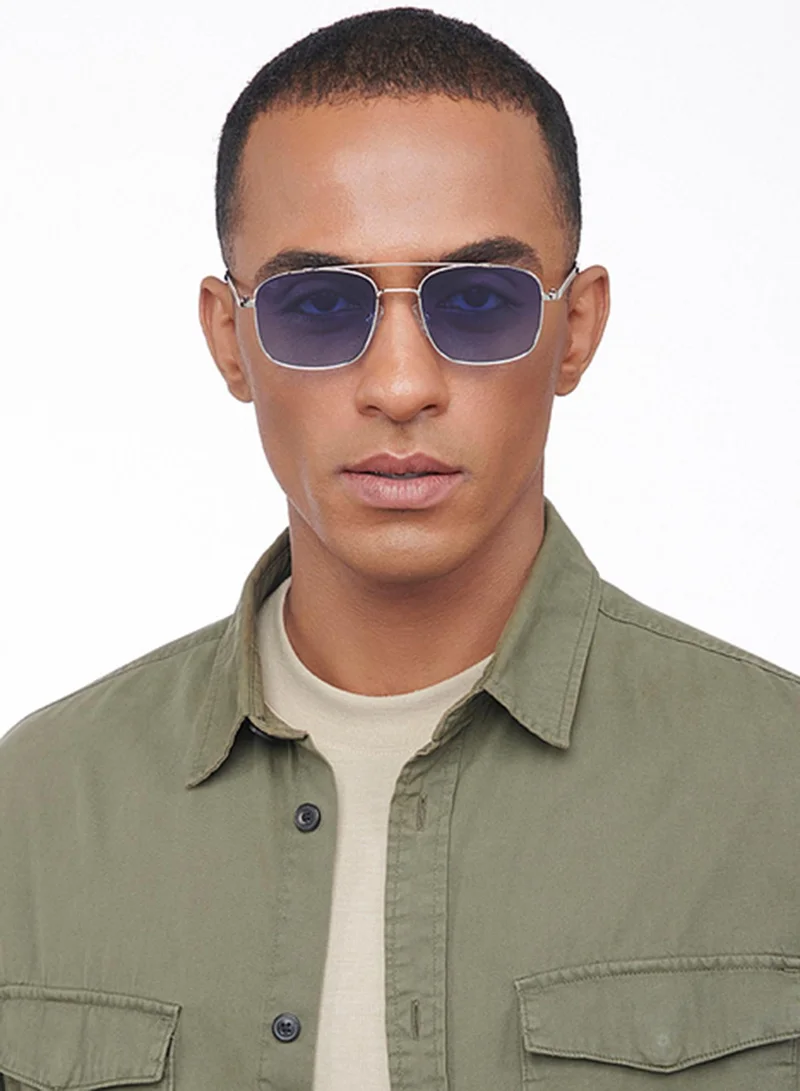 VINCENT CHASE VINCENT CHASE EYEWEAR By Lenskart|Silver Blue Full Rim Rectangular|The Metal Edit|Branded Latest And Stylish Sunglasses|Polarization And 100% Uv Protected|Men&Women|Medium|Vc S14078,Multicolor