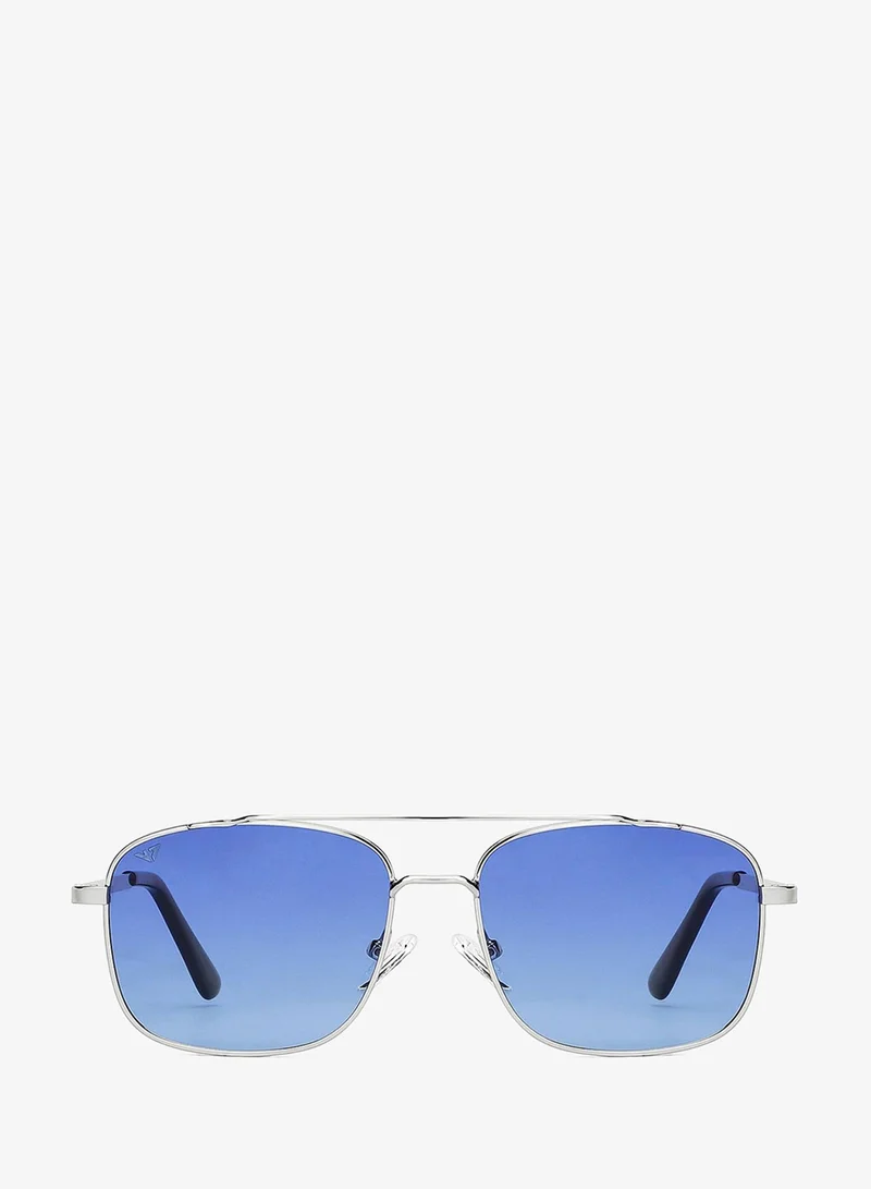 VINCENT CHASE VINCENT CHASE EYEWEAR By Lenskart|Silver Blue Full Rim Rectangular|The Metal Edit|Branded Latest And Stylish Sunglasses|Polarization And 100% Uv Protected|Men&Women|Medium|Vc S14078,Multicolor