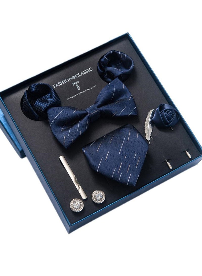 8pcs tie set bow tie men's accessories brooch brooch cufflinks formal suit accessories set  - Image 1