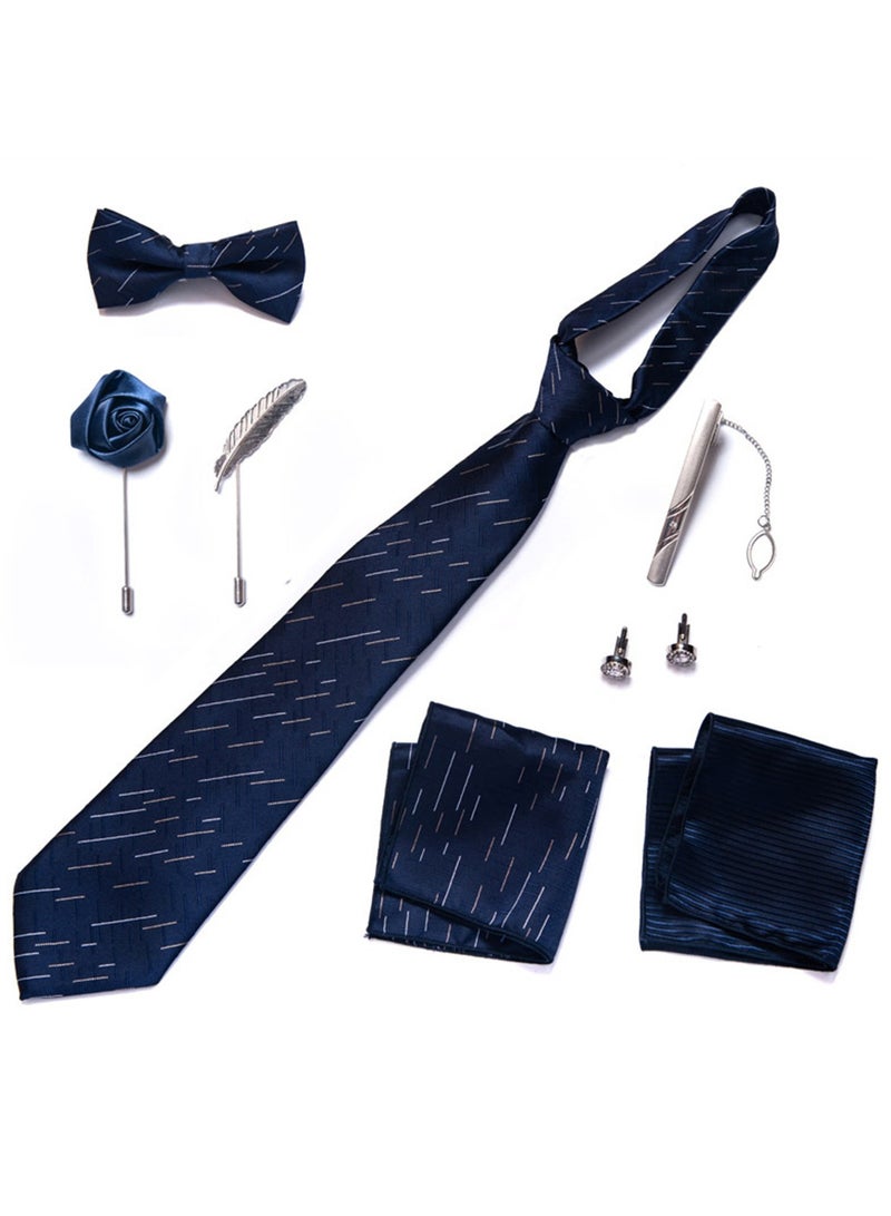 8pcs tie set bow tie men's accessories brooch brooch cufflinks formal suit accessories set  - Image 2
