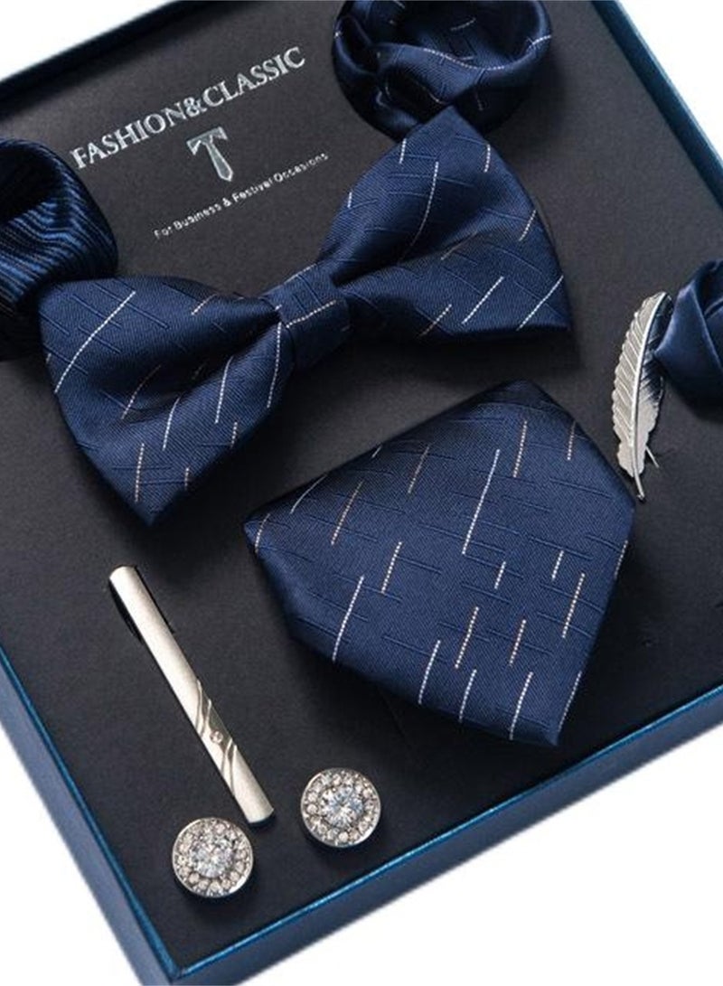 8pcs tie set bow tie men's accessories brooch brooch cufflinks formal suit accessories set  - Image 3