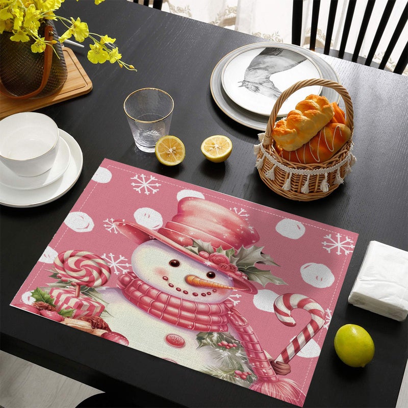 عيد الميلاد الجديد Placemats سلسلة الوردي سانتا كلوز شجرة عيد الميلاد ديكور المطعم المنزلي - Image 3