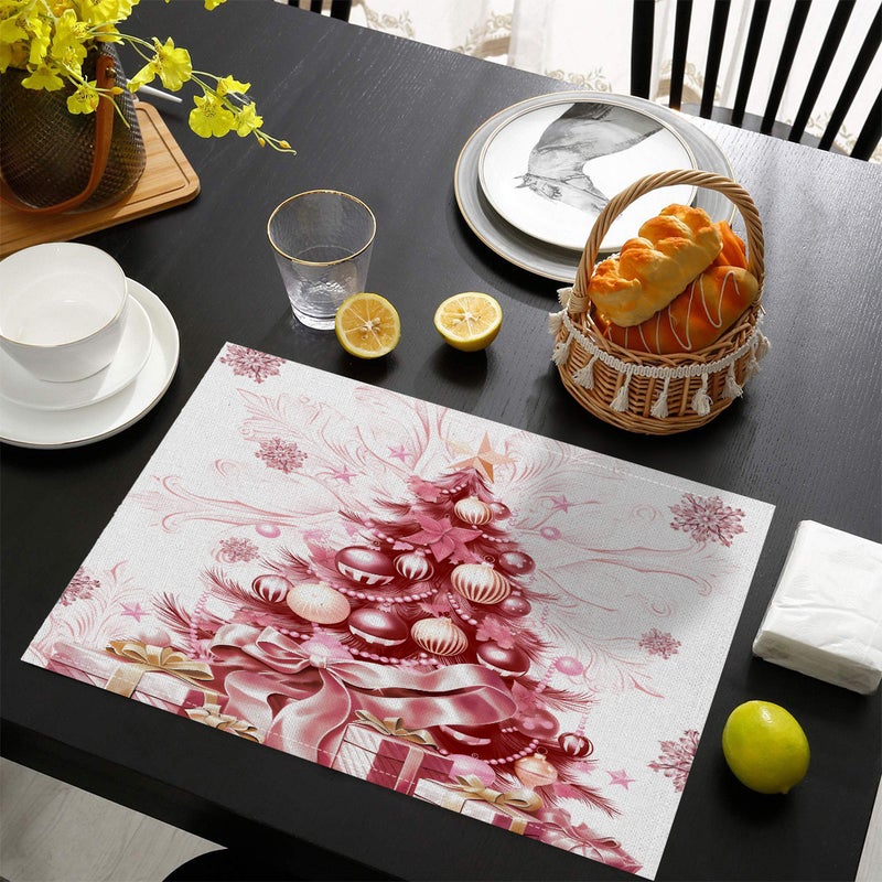 عيد الميلاد الجديد Placemats سلسلة الوردي سانتا كلوز شجرة عيد الميلاد ديكور المطعم المنزلي - Image 4