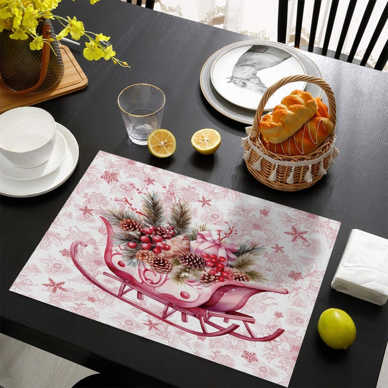 عيد الميلاد الجديد Placemats سلسلة الوردي سانتا كلوز شجرة عيد الميلاد ديكور المطعم المنزلي - Image 5