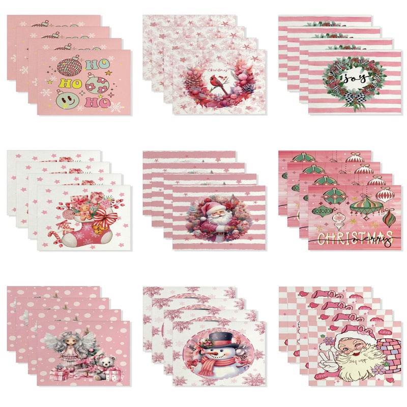 عيد الميلاد الجديد Placemats سلسلة الوردي سانتا كلوز شجرة عيد الميلاد ديكور المطعم المنزلي - Image 2