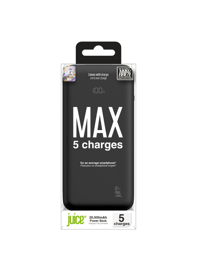 JUICE Eco Integrated Max Power Bank 20000mAh – Portable Charger with Built-in USB-C Cable, Fast 20W Output, Digital Display, Power Bank for iPhone 15 16, Samsung, Android, GoPro, iPad - Image 3