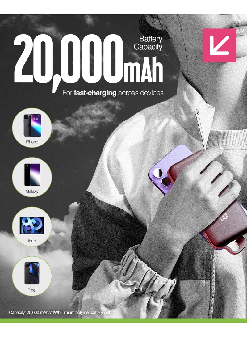 JUICE Eco Integrated Max Power Bank 20000mAh – Portable Charger with Built-in USB-C Cable, Fast 20W Output, Digital Display, Power Bank for iPhone 15 16, Samsung, Android, GoPro, iPad - Image 5