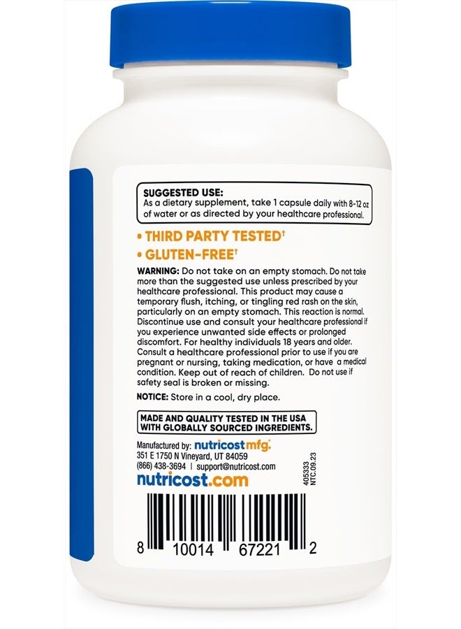 Nutricost Niacin (Vitamin B3) 100mg, 240 Capsules - with Flushing, Non-GMO, Gluten Free - Image 2