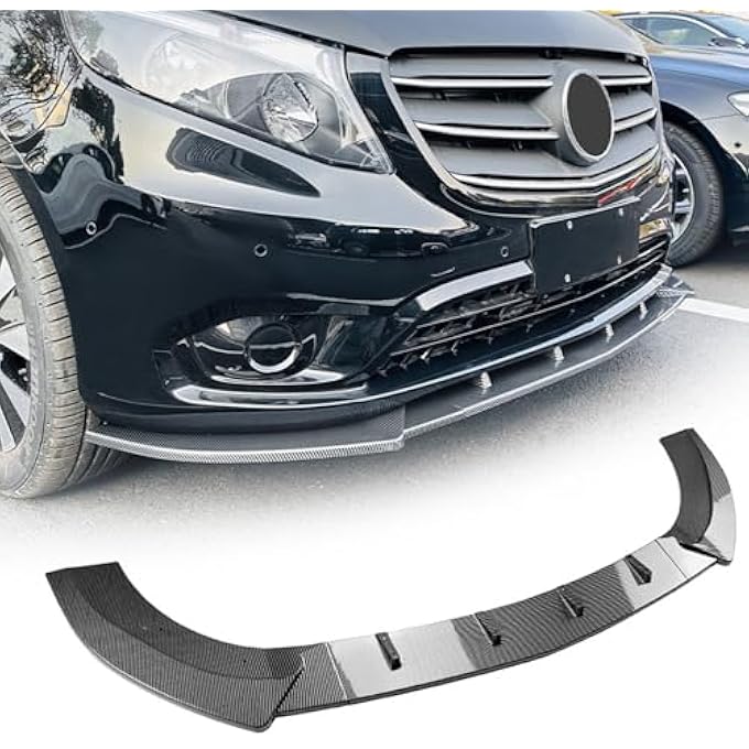 FINMOKAL Carbon Fiber Look Front Bumper Spoiler Lip Splitter Compatible with Benz V-Class W447 2016-2024 - Image 1