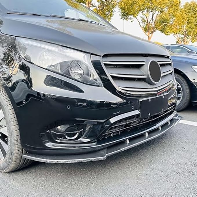 FINMOKAL Carbon Fiber Look Front Bumper Spoiler Lip Splitter Compatible with Benz V-Class W447 2016-2024 - Image 4