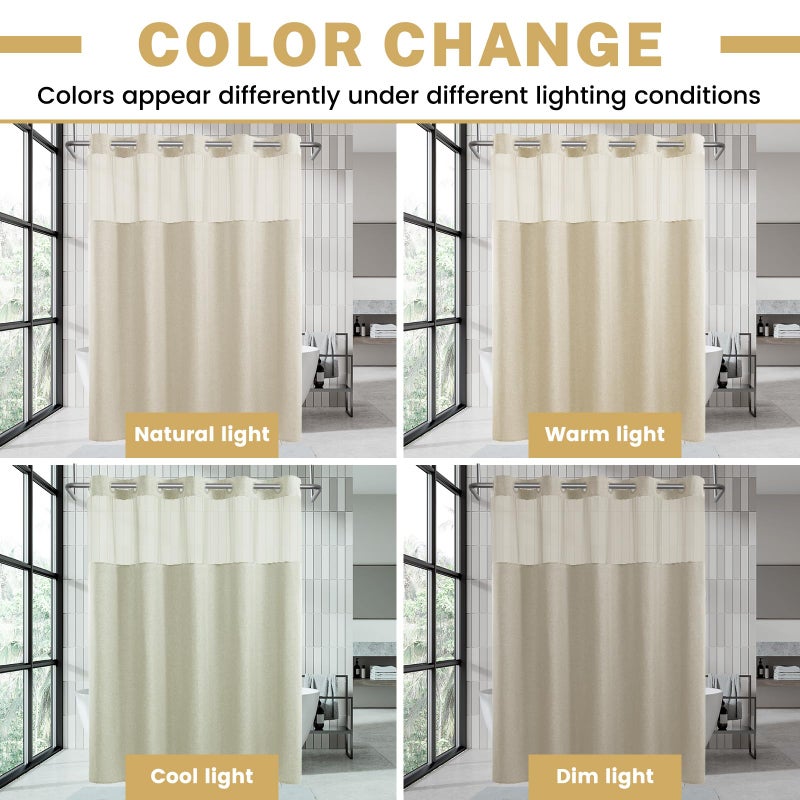 WONICY Stall No Hook Shower Curtain with Snap in Liner  Polyester Textured Shower Curtain with Liner Set  Waterproof Washable Hotel Style Shower Curtains for Bathroom  36Wx74H  Cream - Image 5