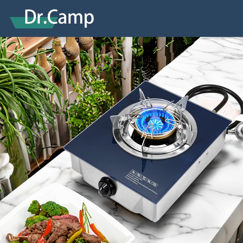 Dr.Camp Propane Gas Stove 12000 BTU Single Burner Glass Top Outdoor Camping Stove with CSA Listed Regulator and Gas Hose - Image 4