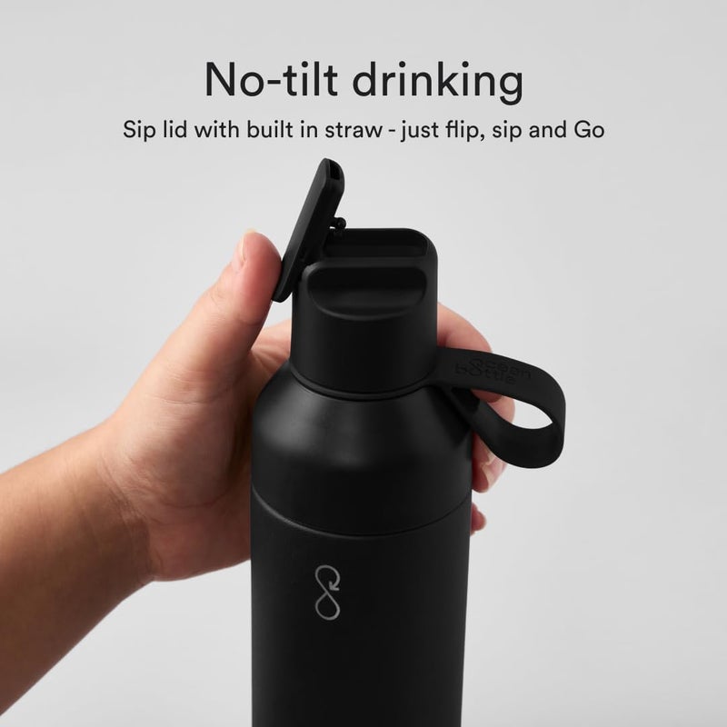 Ocean Bottle - Recycled Stainless Steel Go Water Bottle - Eco-Friendly & Reusable Bottle - Obsidian Black - 17 oz - Image 3
