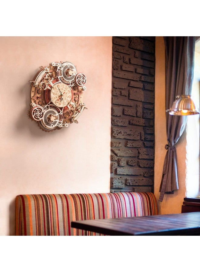 ROKR 3D Wooden Puzzles For Adults-Wooden Clock Puzzle Kit-Wood Model Kits To Build For Adults-Zodiac Wall Clock - Image 2