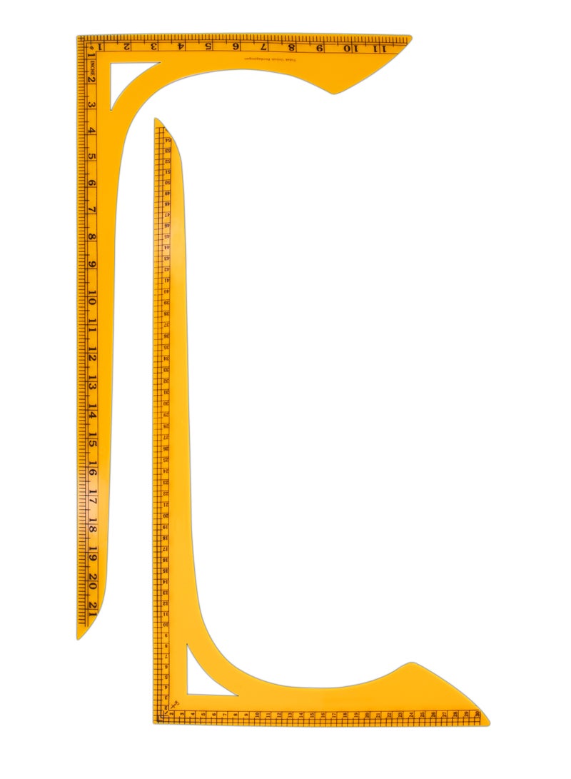 Tailoring Tool Set (6 Pcs) – 4 Precision Rulers, Fabric Chalk Pencil & Measuring Tape for Sewing & Pattern Drafting  - Image 2