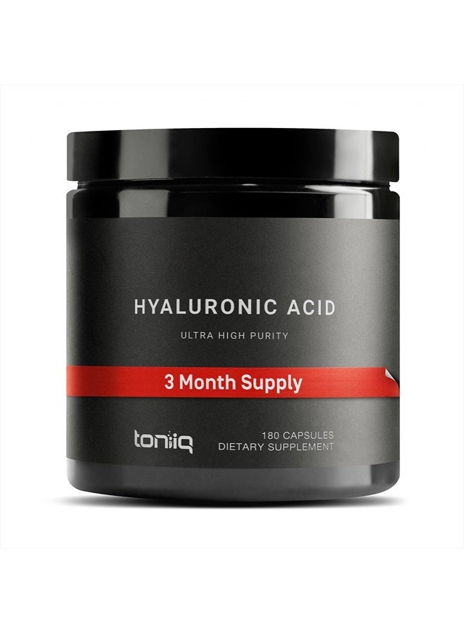 Toniiq Ultra High Purity Hyaluronic Acid Capsules - 95%+ Highly Purified and Highly Bioavailable - 275mg Formula - Non-GMO Fermentation - High Strength with Vitamin C - 180 Capsules  - Image 1