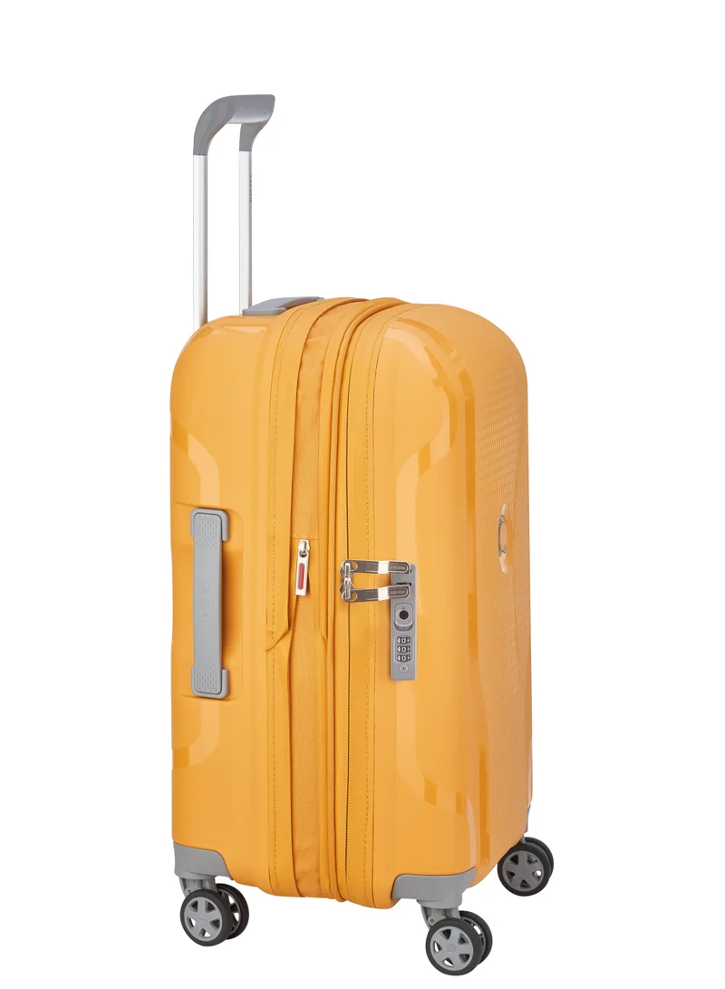 DELSEY Paris Clavel 55cm Hardcase 4 Double Wheel Expandable Cabin Luggage Trolley Yellow