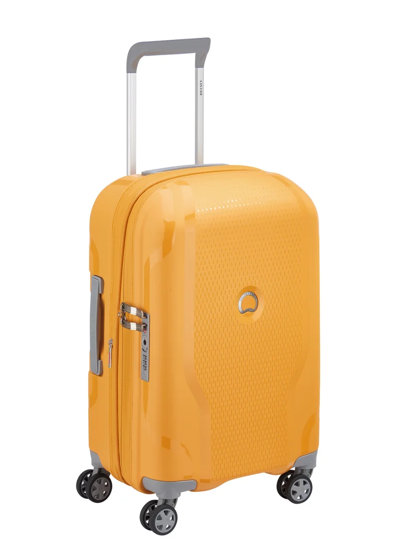 DELSEY Paris Clavel 55cm Hardcase 4 Double Wheel Expandable Cabin Luggage Trolley Yellow