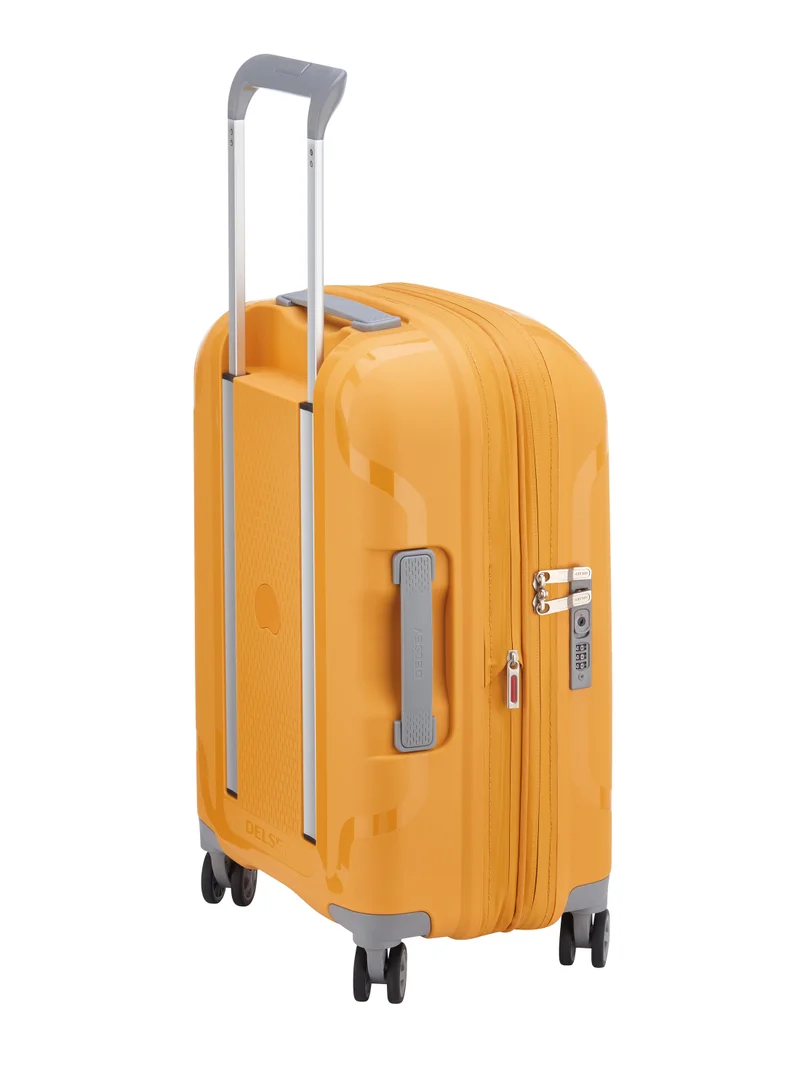 DELSEY Paris Clavel 55cm Hardcase 4 Double Wheel Expandable Cabin Luggage Trolley Yellow