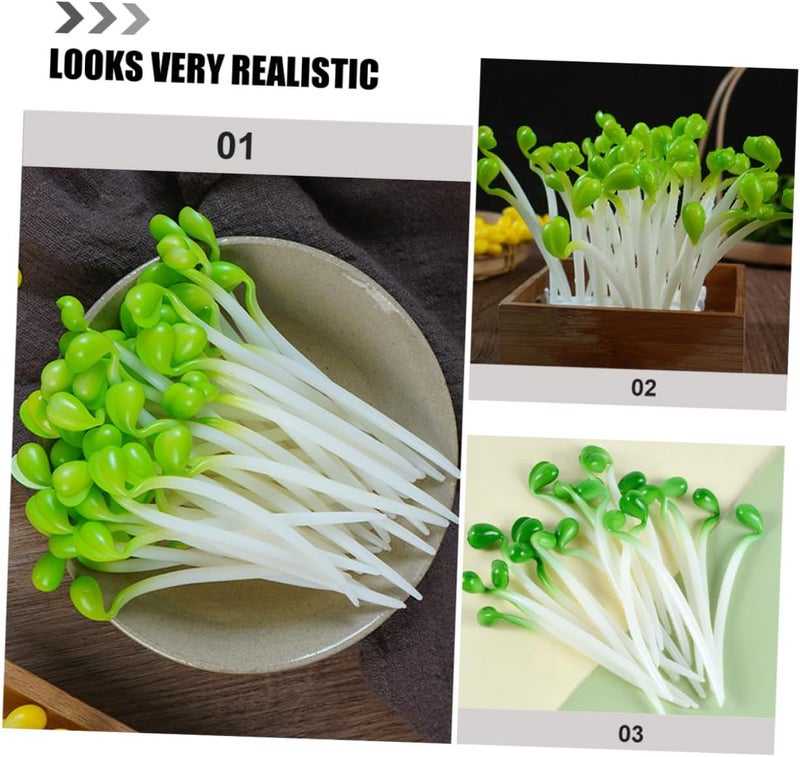 12pcs Artificial Bean Sprouts Simulation Vegetable Model PVC Fake Bean Sprout Props for Restaurant Display Photo Decoration Teaching Tool with Vivid Color and Design - Image 2