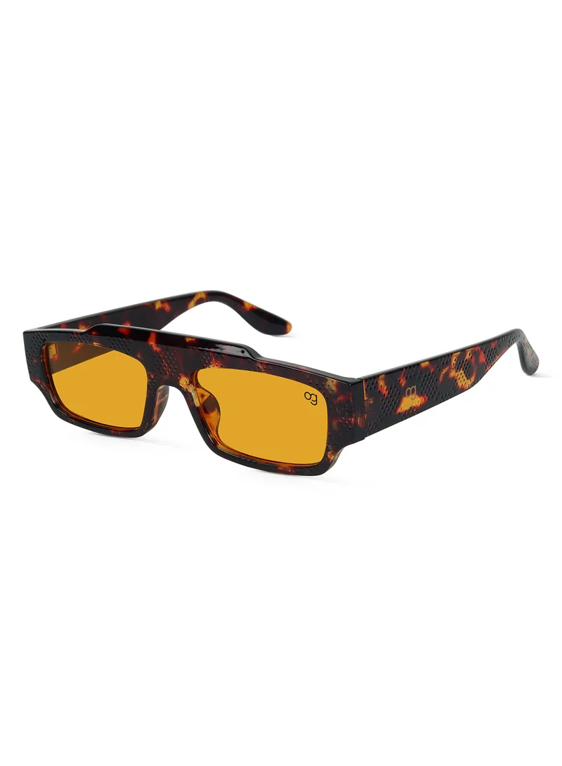 Woggles Designer orange Rectangle Sunglasses| Men & Women| 100% Uv Protection