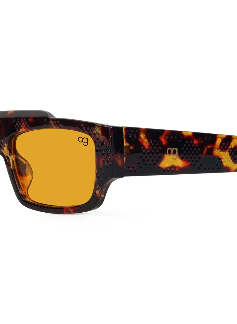 Woggles Designer orange Rectangle Sunglasses| Men & Women| 100% Uv Protection