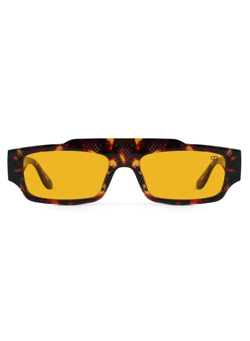 Woggles Designer orange Rectangle Sunglasses| Men &amp; Women| 100% Uv Protection