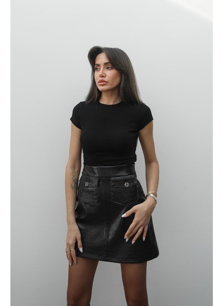 Havoş Black Pena Crew Neck Fit T-Shirt  - Image 4