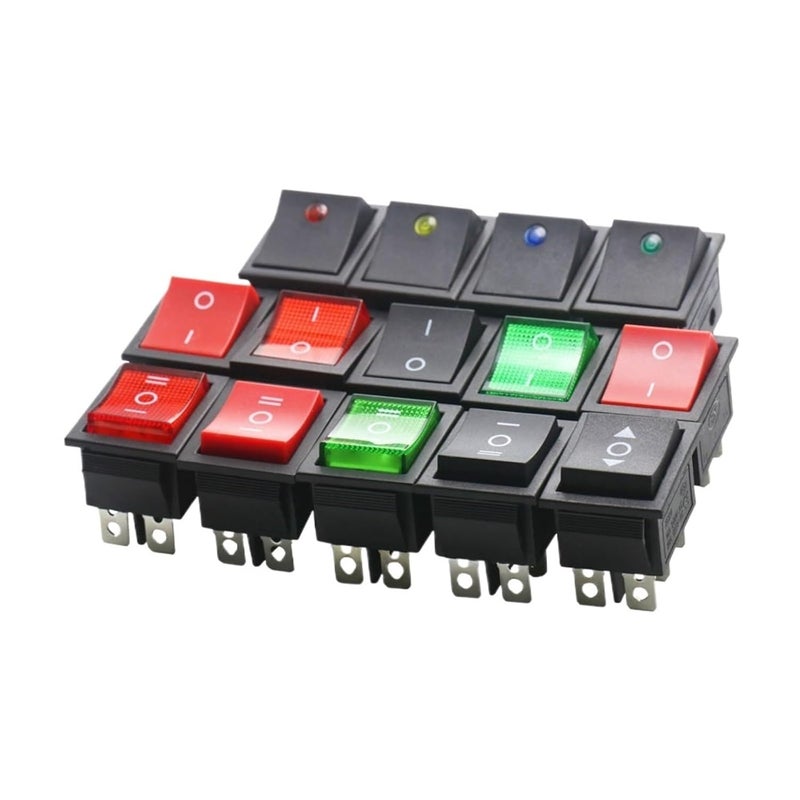 2PCS KCD4 Rocker Switch ON-Off 2 Position 4 Pins / 6 Pins Power Switch 2 Position 16A 250VAC/ 20A 125VAC Ship Type Switch(KCD4-203N 6P Red) - Image 1