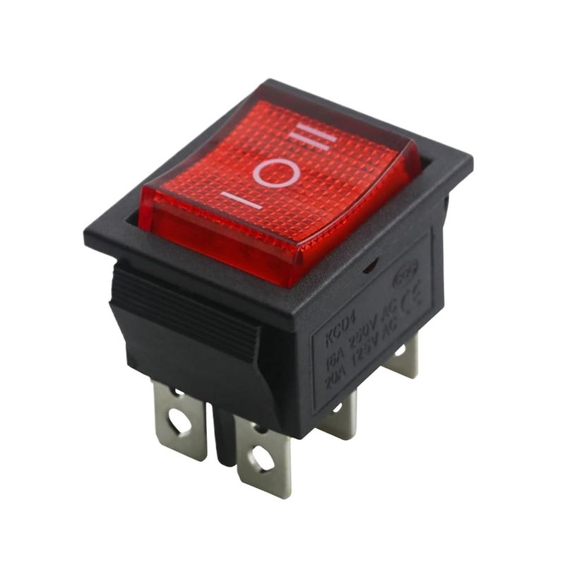 2PCS KCD4 Rocker Switch ON-Off 2 Position 4 Pins / 6 Pins Power Switch 2 Position 16A 250VAC/ 20A 125VAC Ship Type Switch(KCD4-203N 6P Red) - Image 2