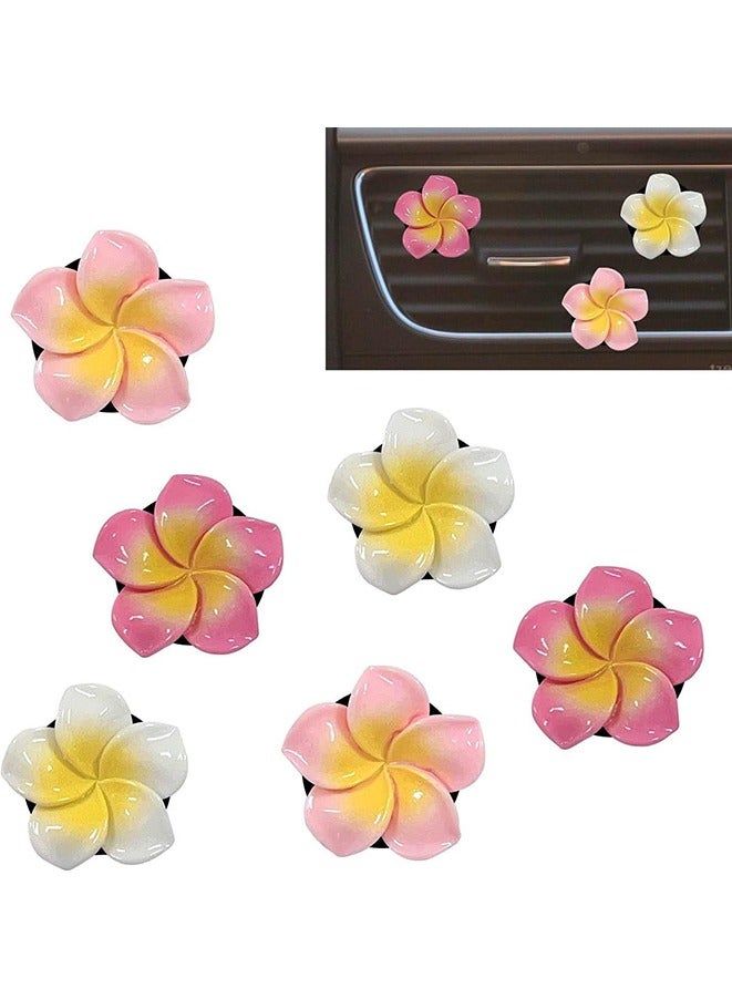 6 Pcs Plumeria Flower Car Air Vent Clips Tropical Flowers Car Air Freshener Accessories Cute Car Decorations - Image 1