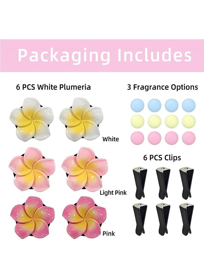 6 Pcs Plumeria Flower Car Air Vent Clips Tropical Flowers Car Air Freshener Accessories Cute Car Decorations - Image 2