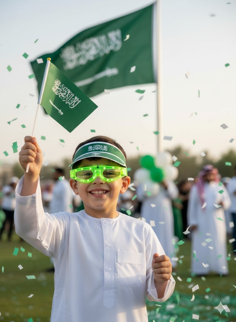 Green Light-Up Celebration Glasses - Image 1