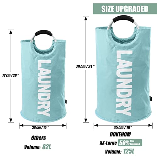 DOKEHOM 125L X-Large Collapsible Washing Laundry Basket Bag (7 Colors) for Bedroom, Fabric (Light Blue, XL) - Image 3