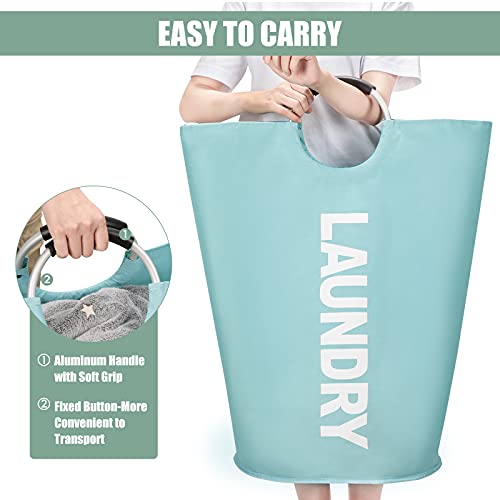 DOKEHOM 125L X-Large Collapsible Washing Laundry Basket Bag (7 Colors) for Bedroom, Fabric (Light Blue, XL) - Image 4
