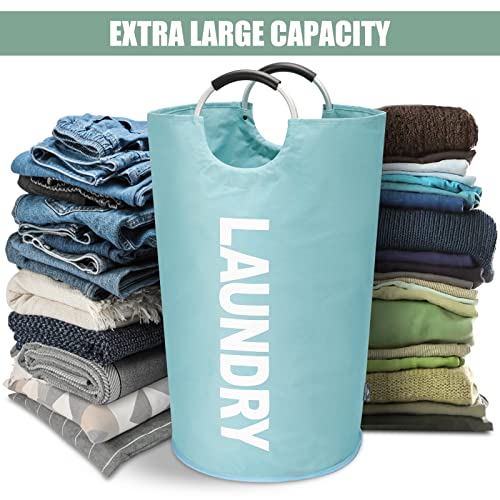 DOKEHOM 125L X-Large Collapsible Washing Laundry Basket Bag (7 Colors) for Bedroom, Fabric (Light Blue, XL) - Image 5