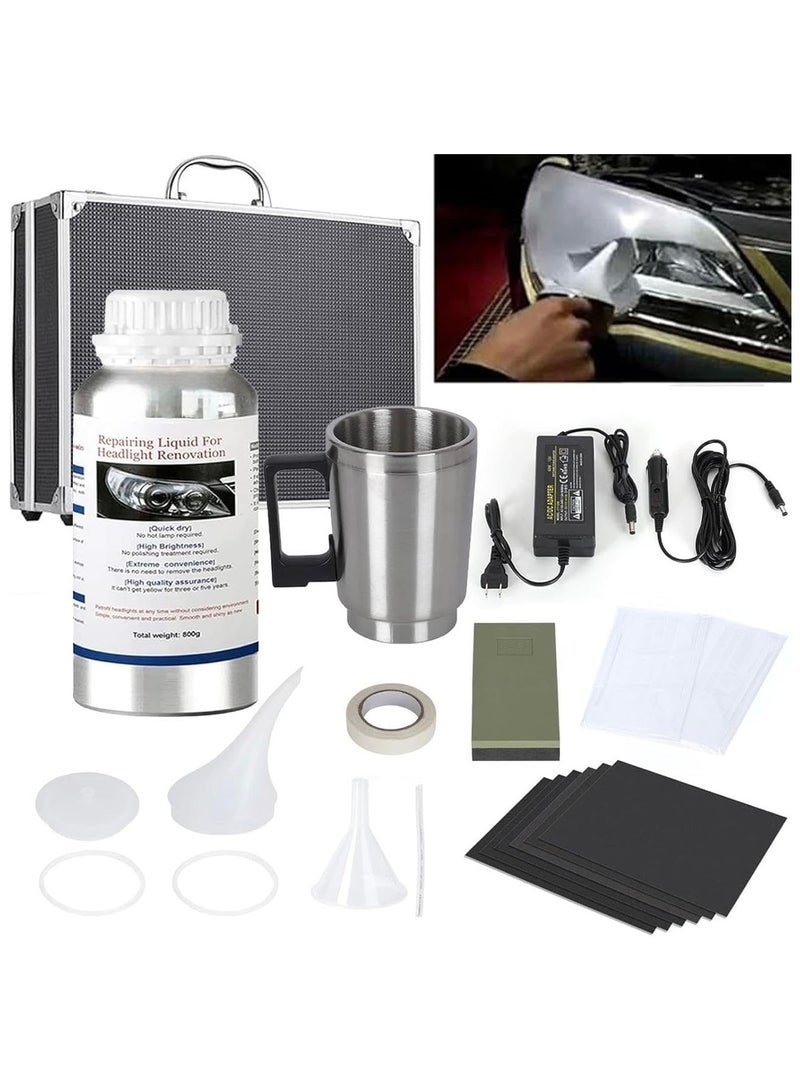 MR.SMART CAR Headlight Restoration Kit, Glass Scratch Renovation Tool, Automobile Headlight Lens Polish Repair Tool with UV Block Coat to Remove Yellowing, Haze, Oxidation for Taillights, Foglights - Image 1